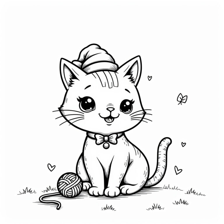 Cute Cat Coloring Pages - Page 1