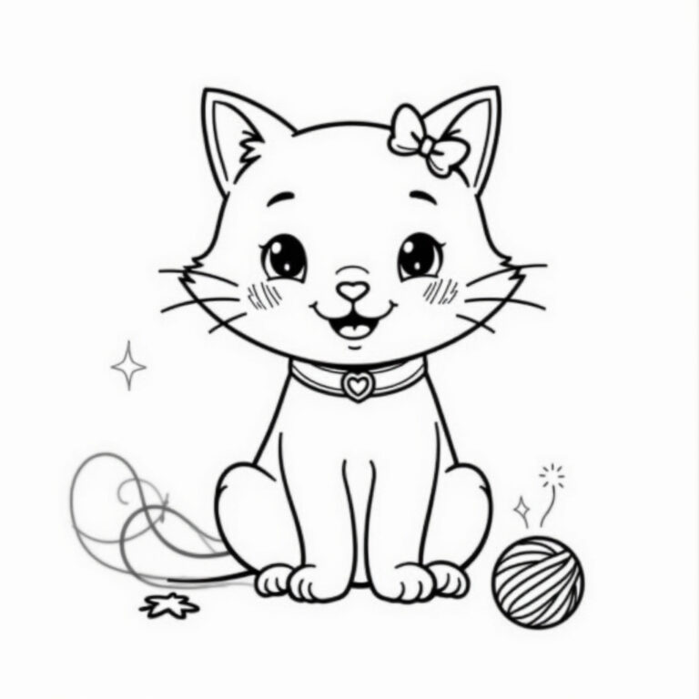 Cute Cat Coloring Pages - Page 1
