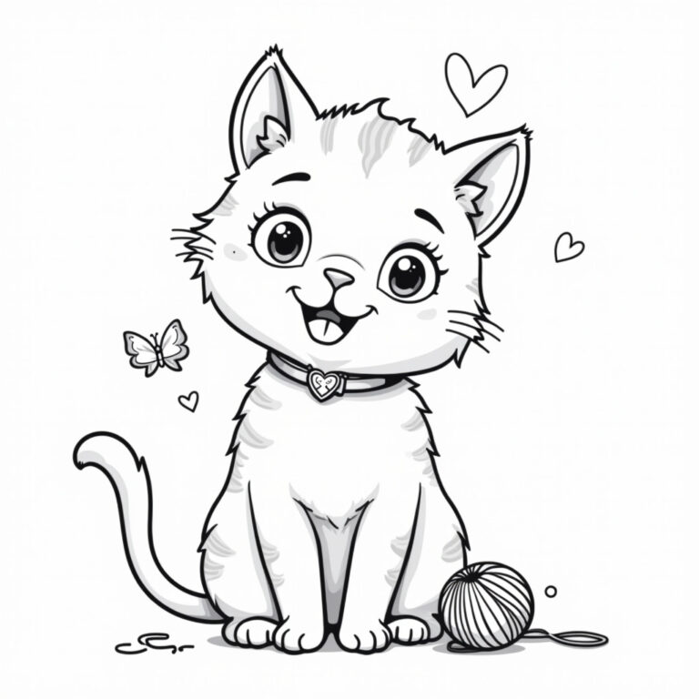 Cute Cat Coloring Pages - Page 1