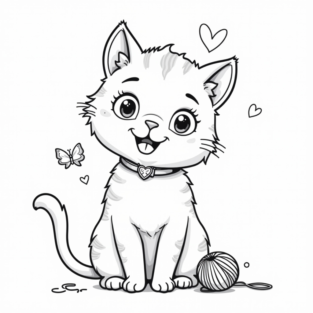 Cute Cat Coloring Pages - Page 1