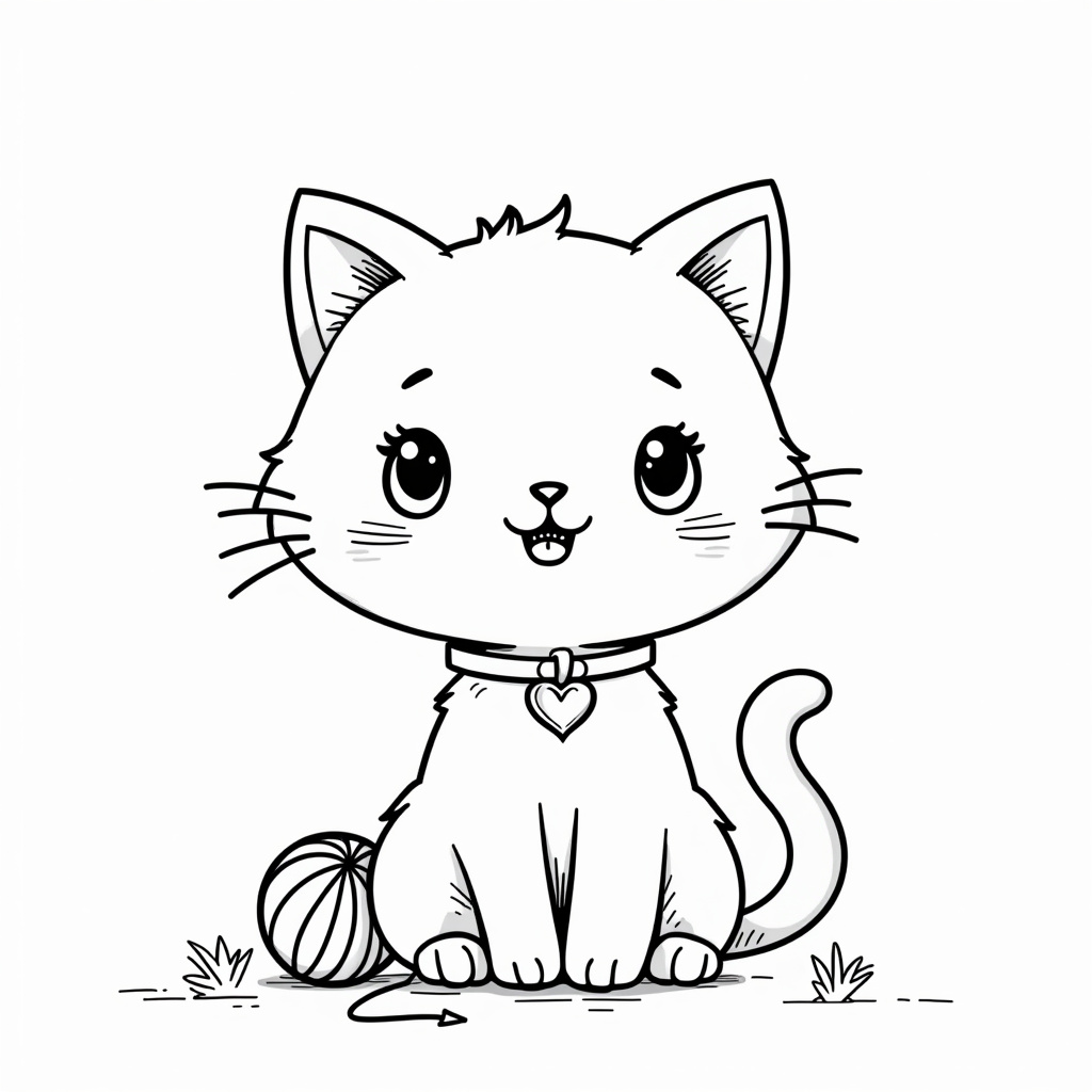 Cute Cat Coloring Pages - Page 1