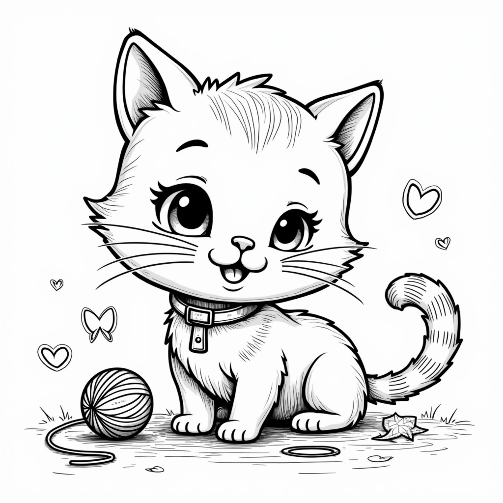 Cute Cat Coloring Pages - Page 2