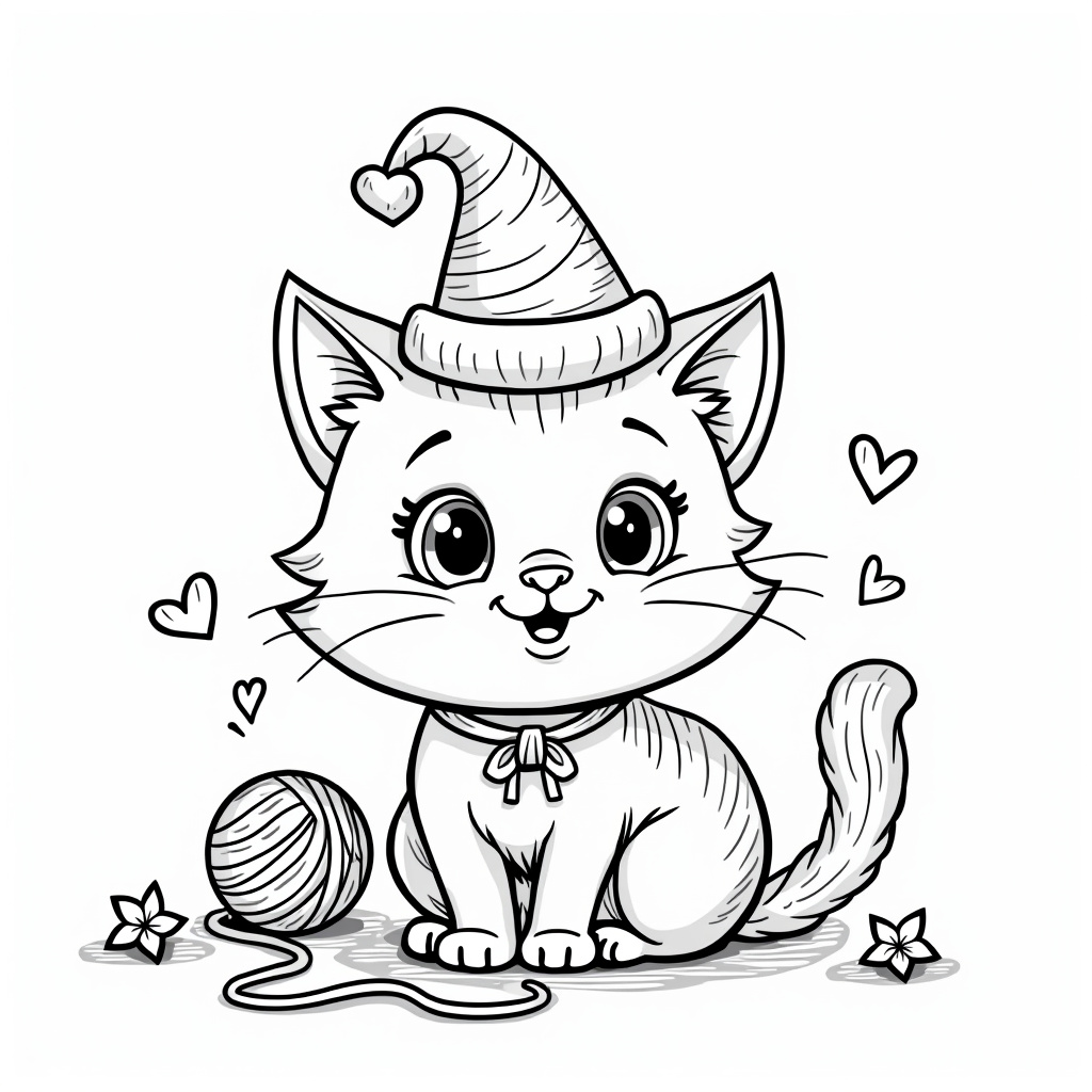 Cute Cat Coloring Pages - Page 3